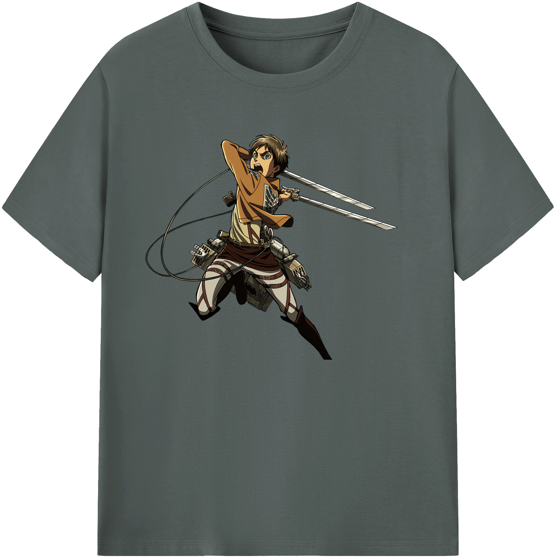 （画像用） 進撃の巨人 エレン･イェーガー Attack on Titan Eren Jäger 綿100％ メンズ半袖Tシャツ｜肌触りやわらか＆通気性